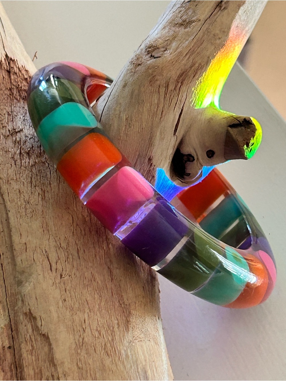 Vibrant Colorblock Resin Bangle Bracelet
